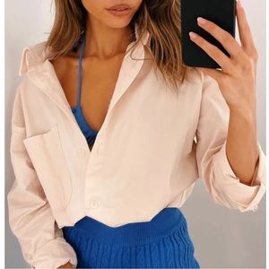 VRG GRL Summer Getaway Button Front Shirt - Natural